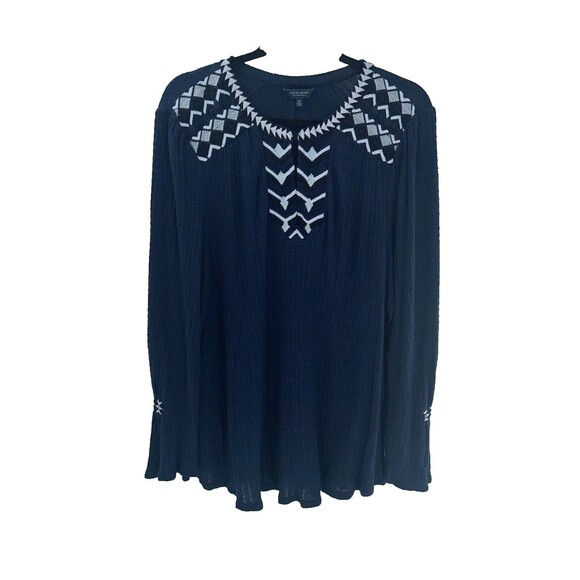 Lucky Brand Tops - Women's Lucky Brand Embroidered Aztec Print Bell Long Sleeve Tunic Size 2X